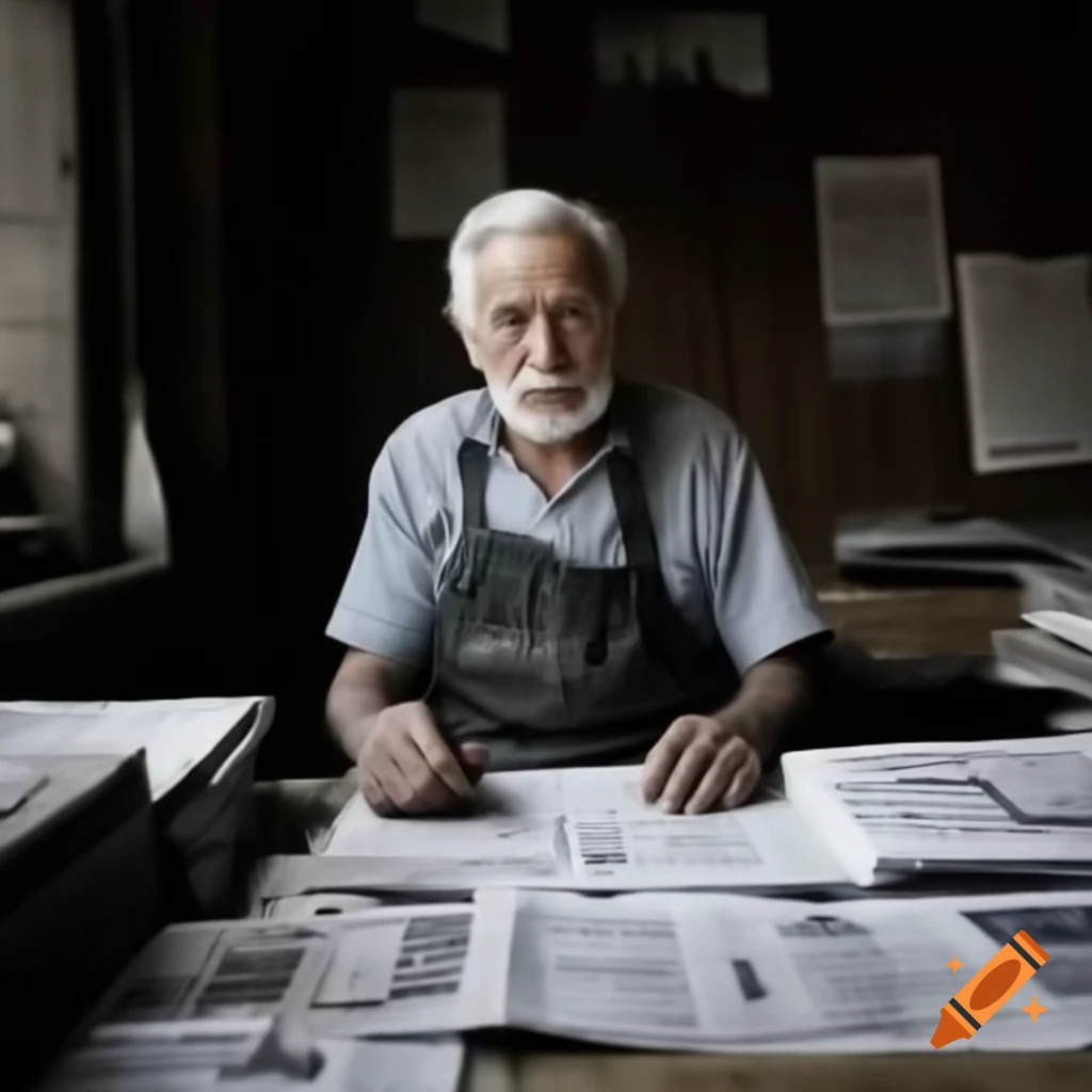 Middle-aged man working at newspaper press