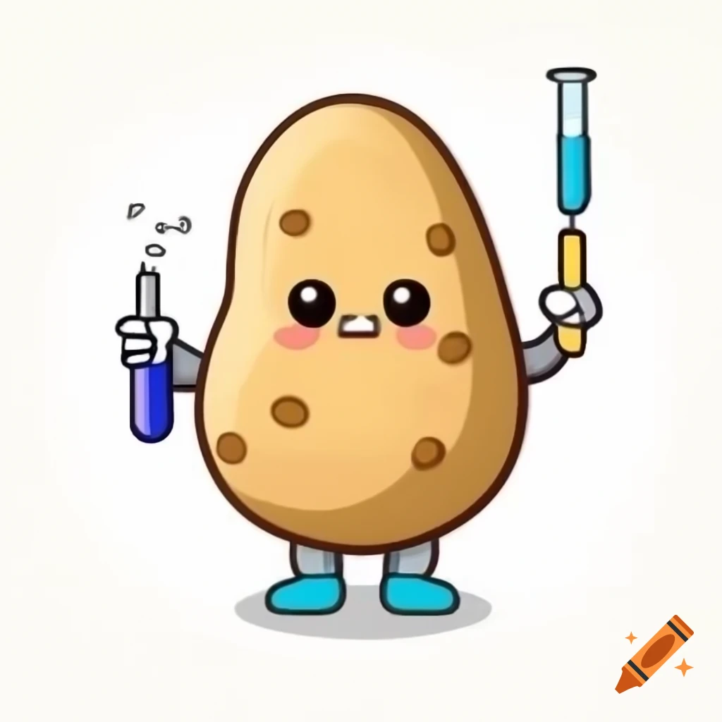 Cute cartoon rabbit in kawaii style surrounded by colorful syringes on