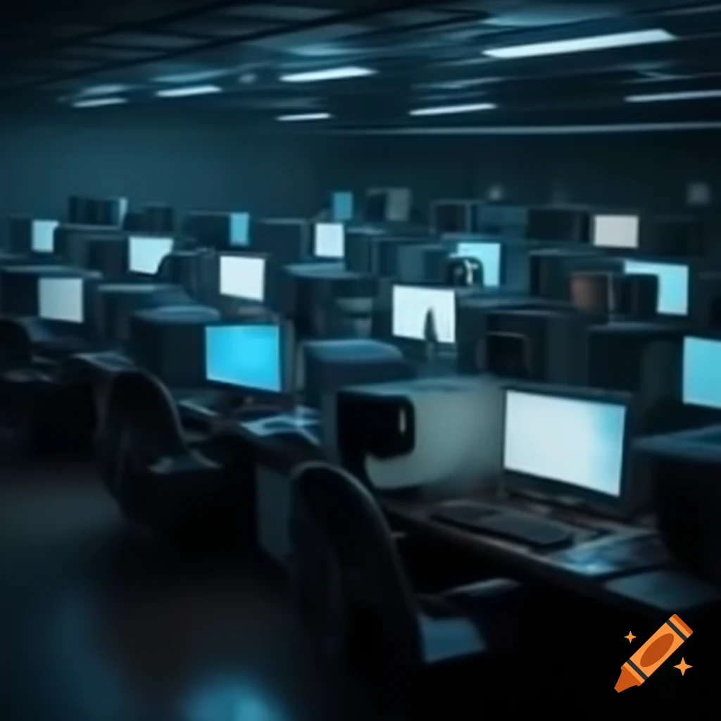 Large computer room with multiple workstations and 30 computers