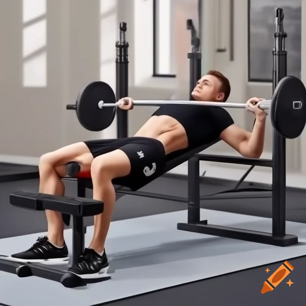 Person performing bench press exercise in gym