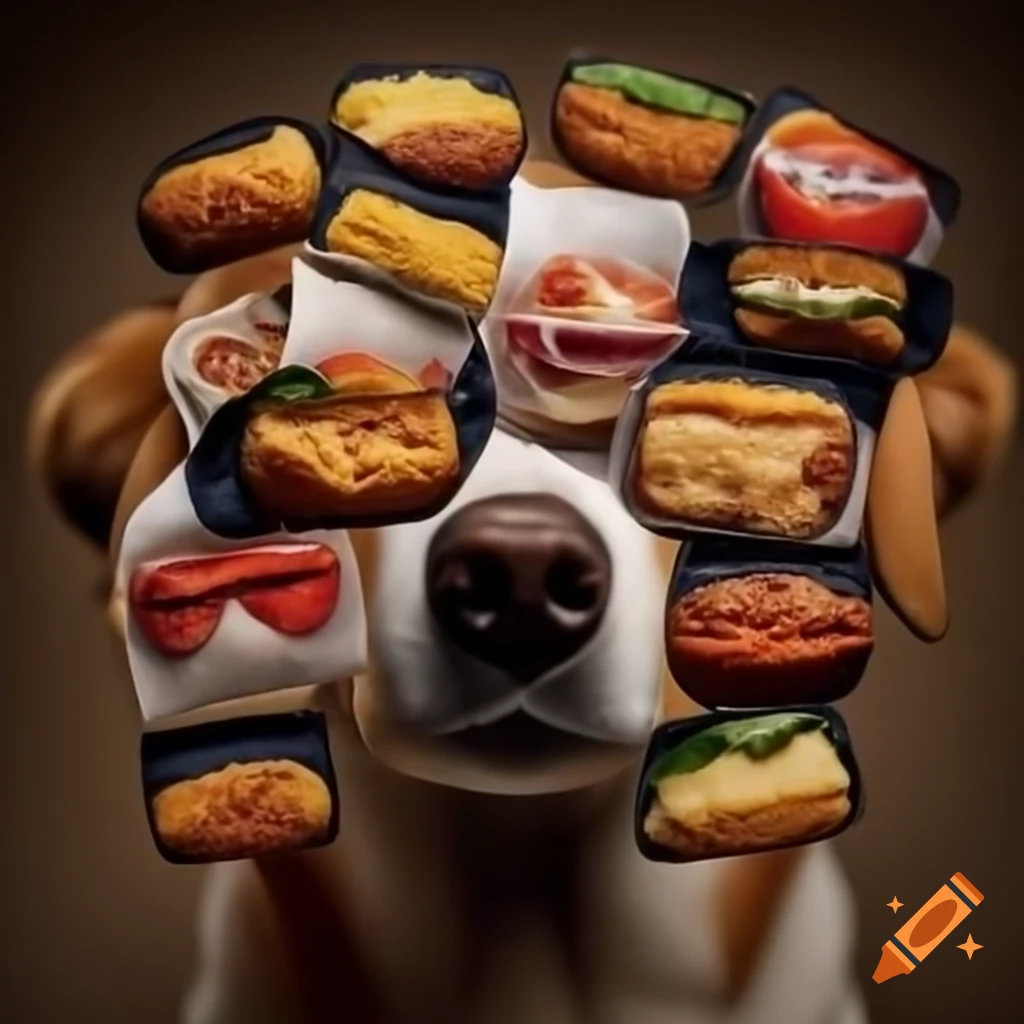 Dog food labels featuring a caricature of a political figure
