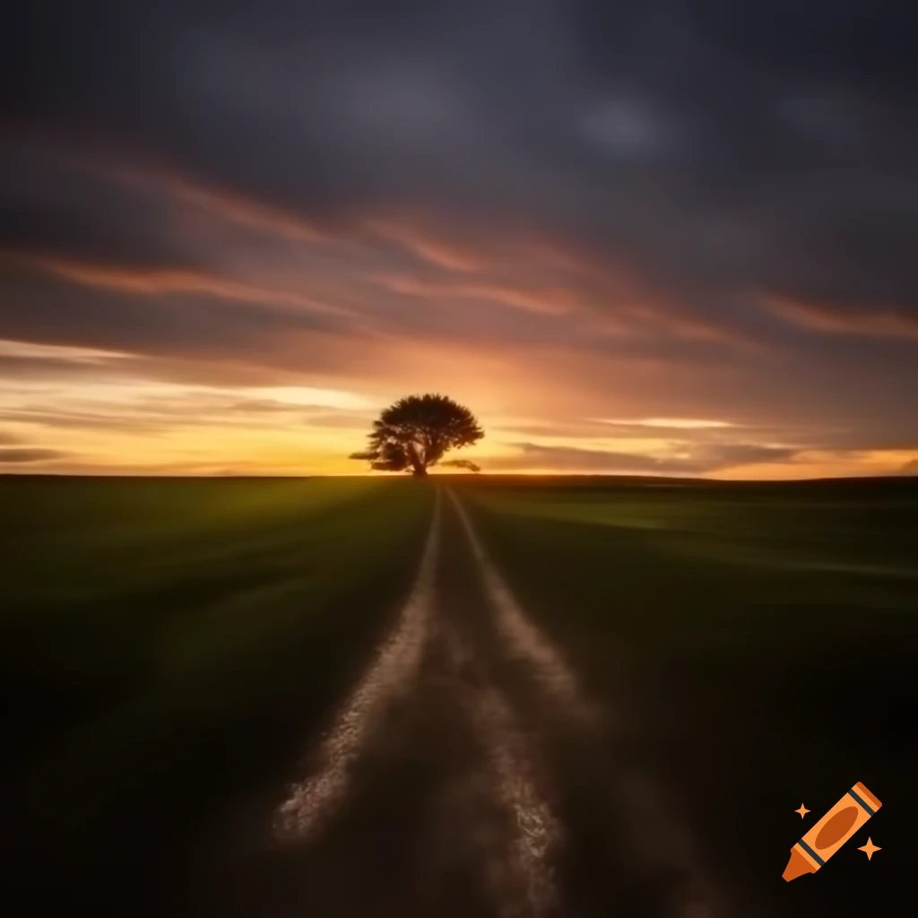 Scenic landscape during golden hour with warm lighting