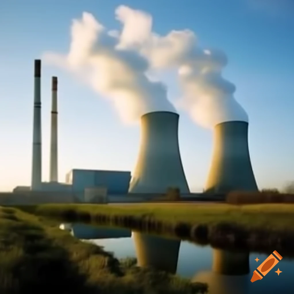 Nuclear power plant with cooling towers