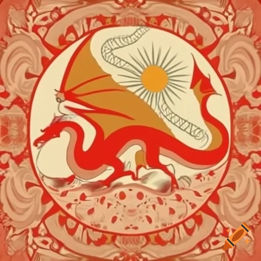 Art nouveau illustration of the great red dragon and the woman clothed