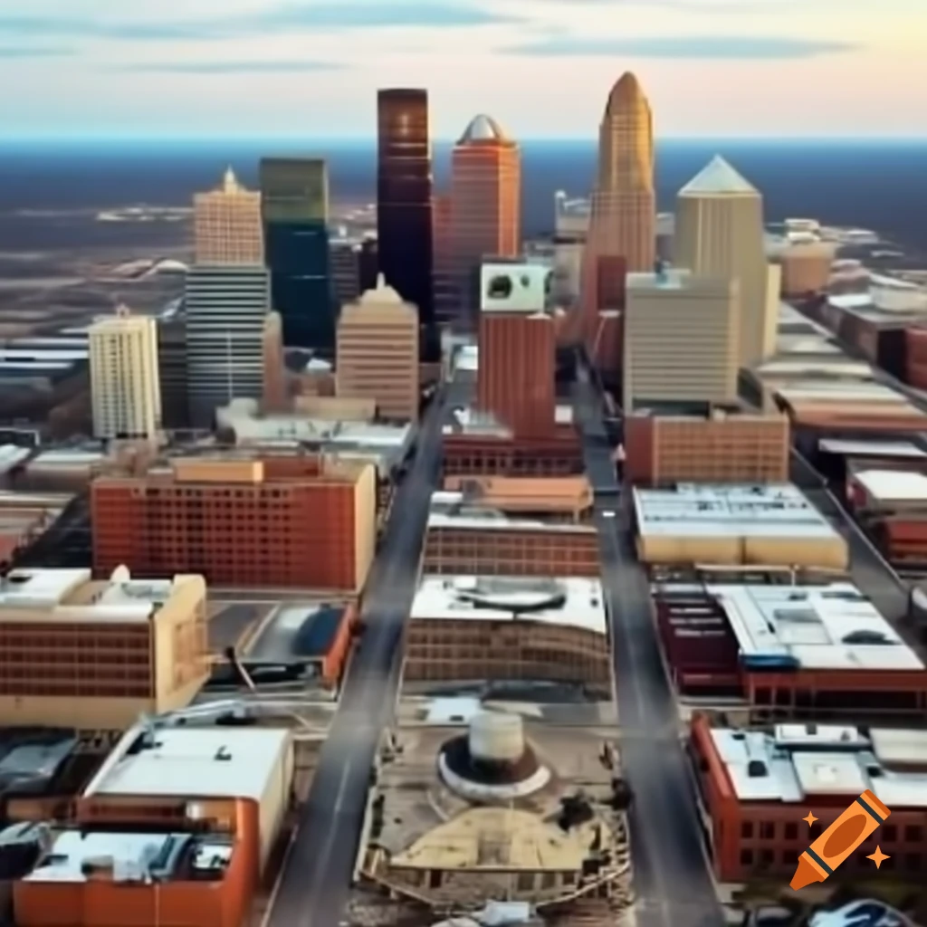 Aerial view of a small Midwestern city in the plains
