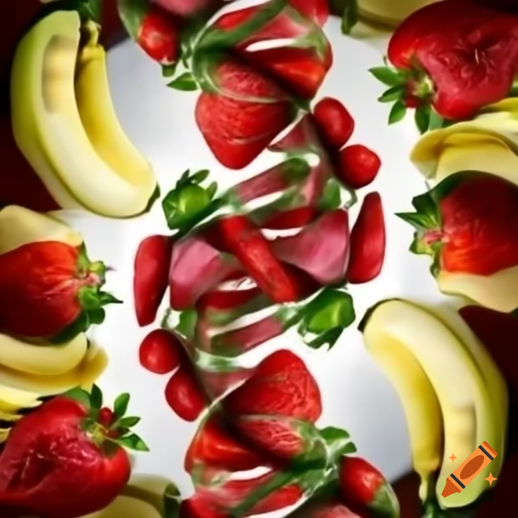 Double-stranded DNA structure made from strawberries and bananas