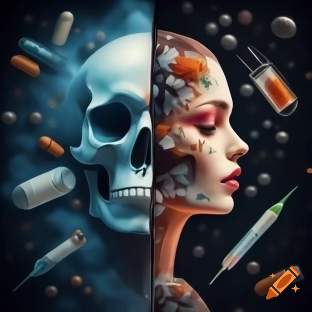Split image poster featuring a human face conveying a dramatic health message