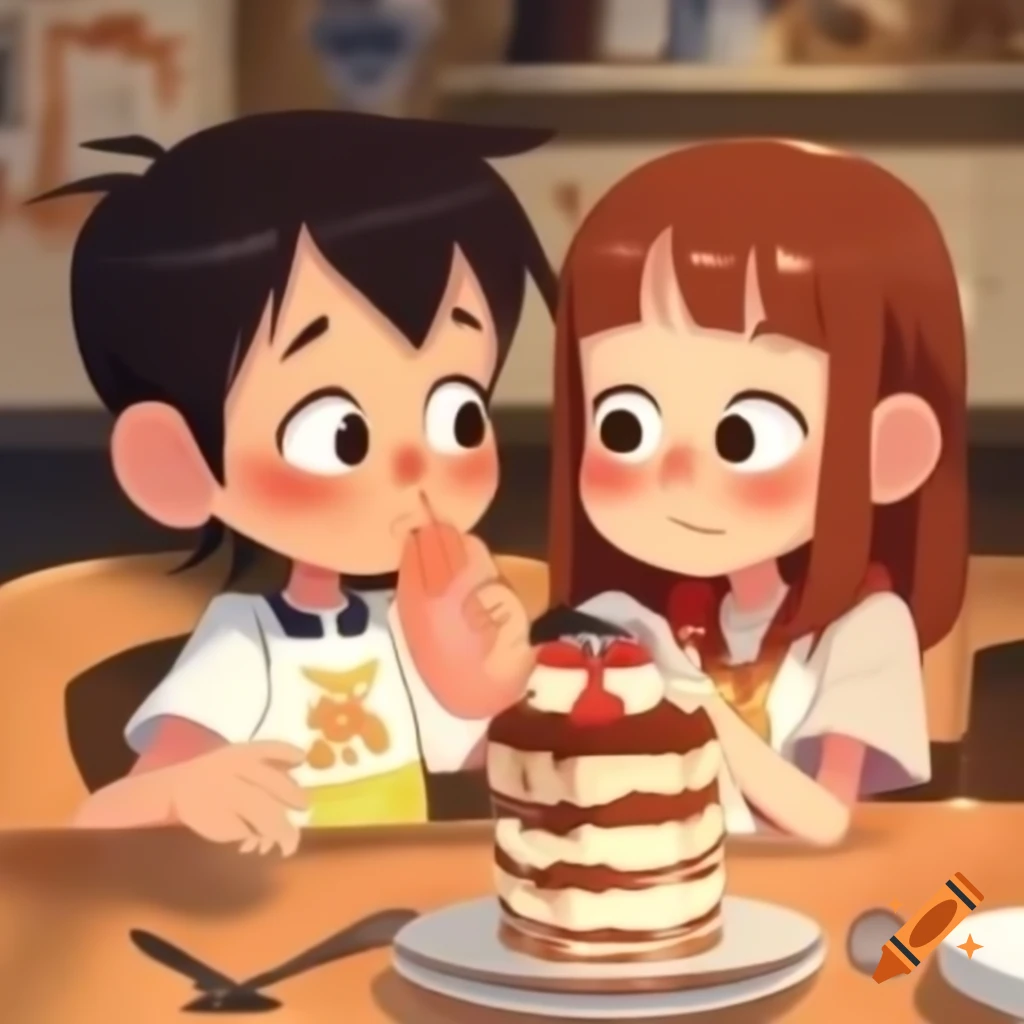 Anime characters designed as Tiramisu dessert