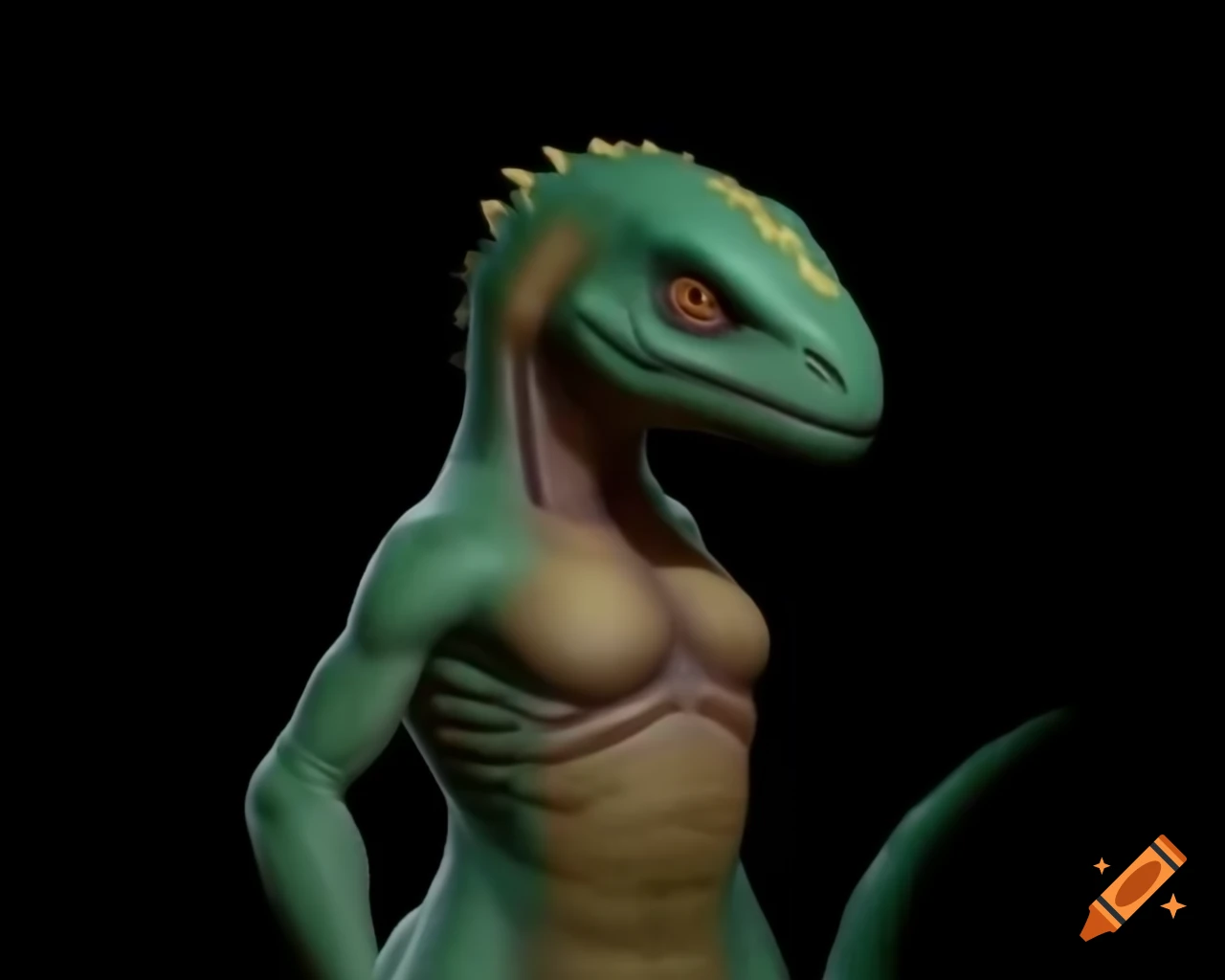 Anthro female reptilian creature from SPORE embracing gently