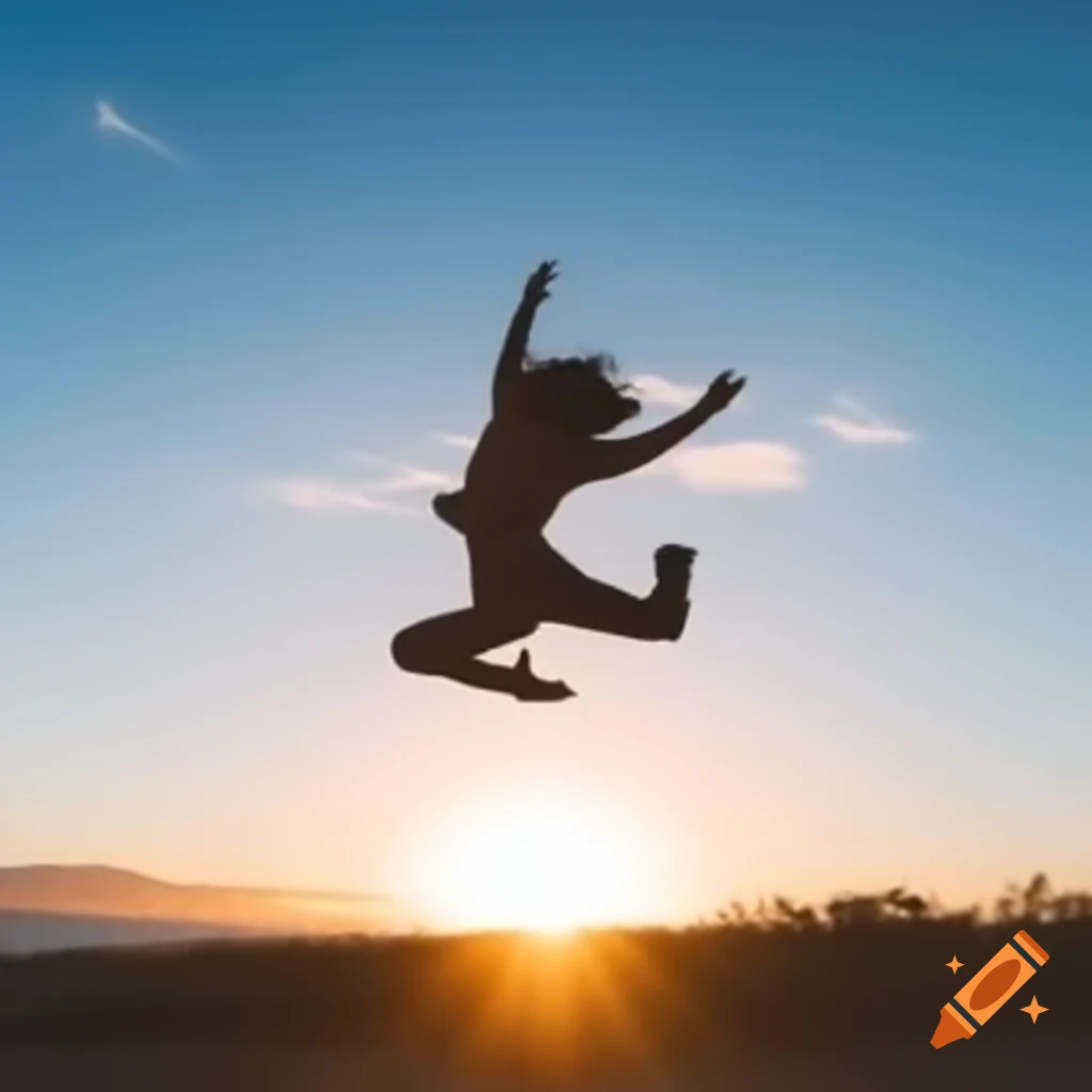 Person performing a backflip in front of the sun