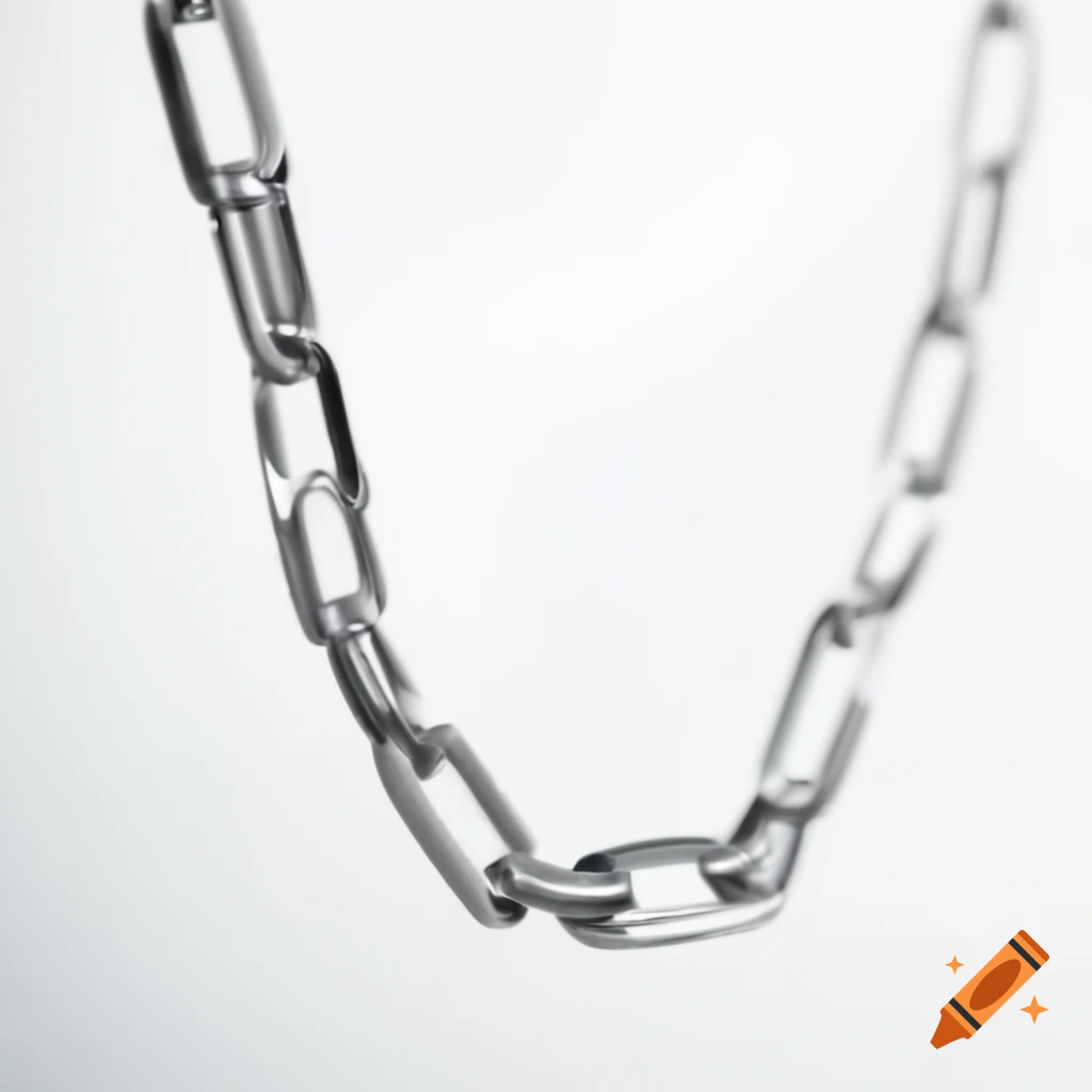 Chromed chain against white background