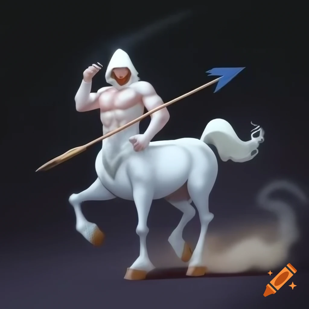 White male centaur with arrow or spear, hoodie design concept