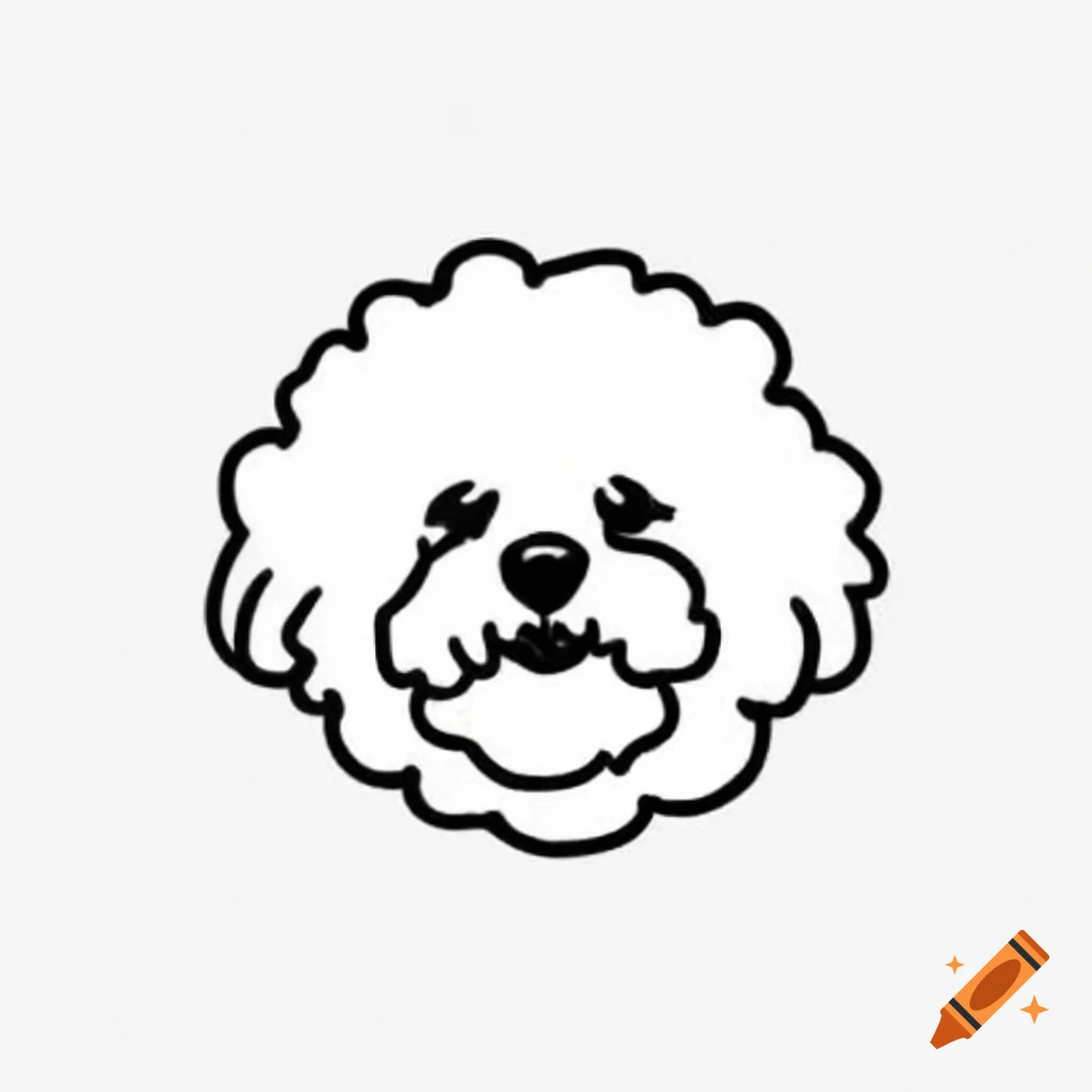 Simple black outline illustration of a bichon frise