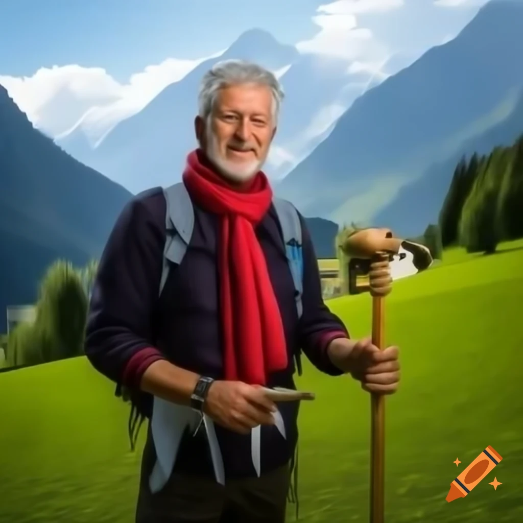 Character design of middle-aged individual with friendly smile and stylish attire