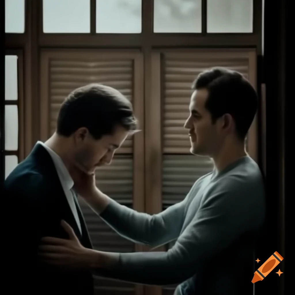 Motivational scene of a man encouraging another person