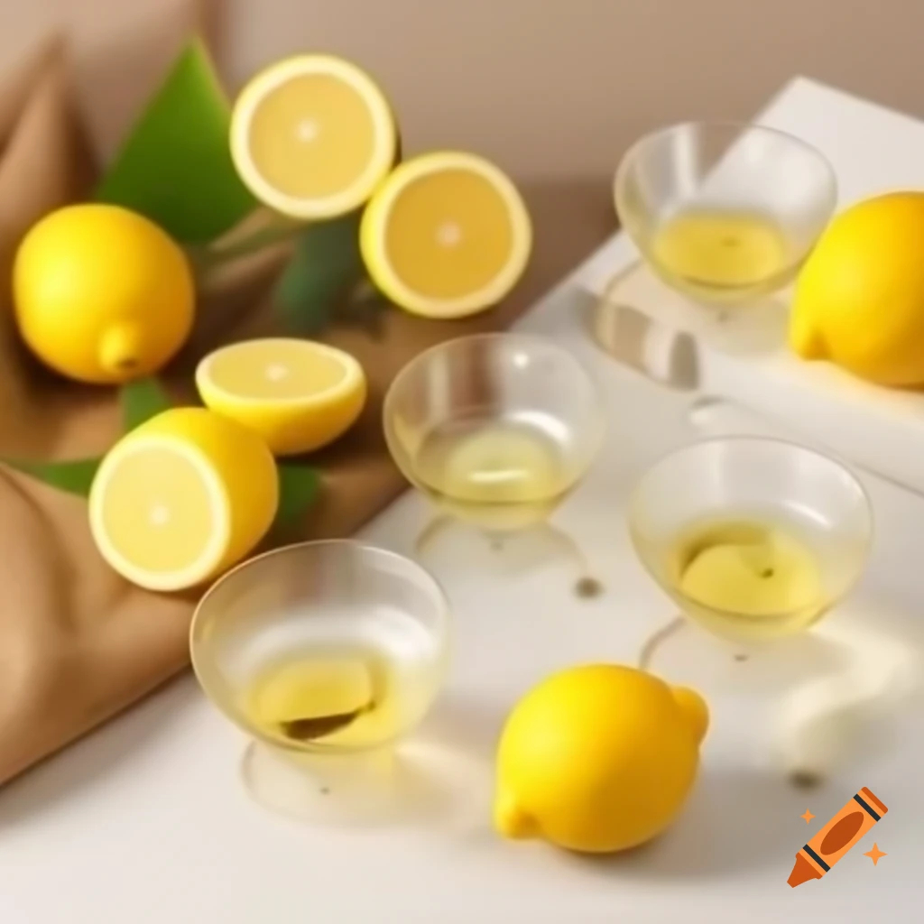 Fresh lemon tea in paper cup with basil seeds and ice, no straw