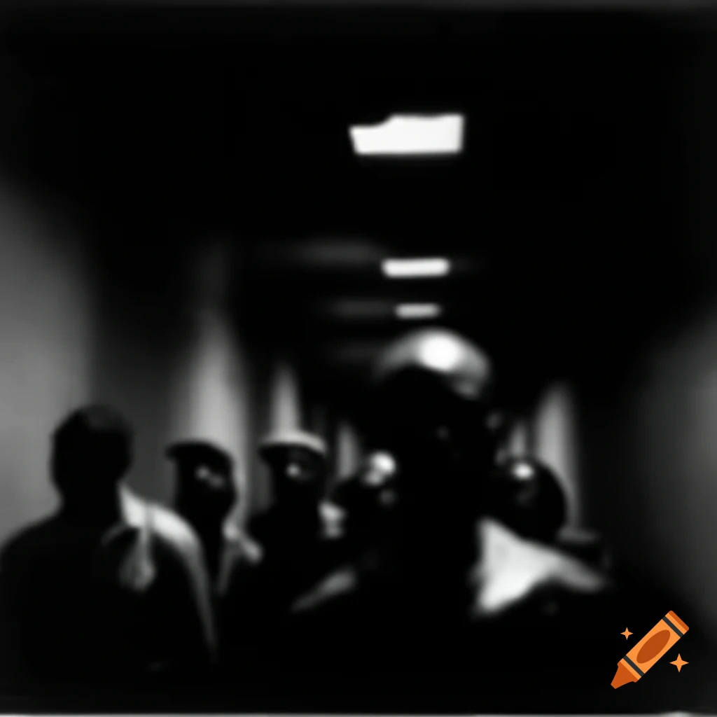CCTV footage of silhouettes in dark alley, VHS style