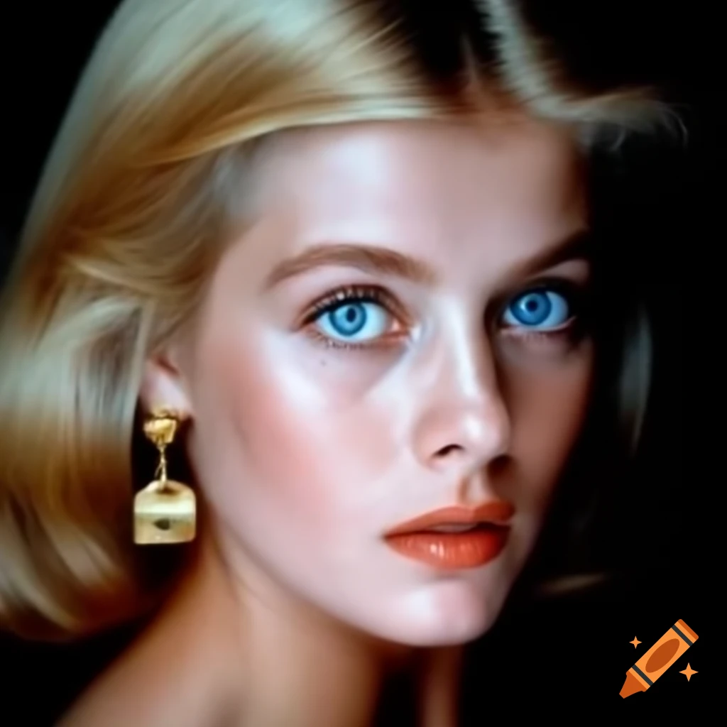 Hyper-realistic portrait of a beautiful European actress from 1963
