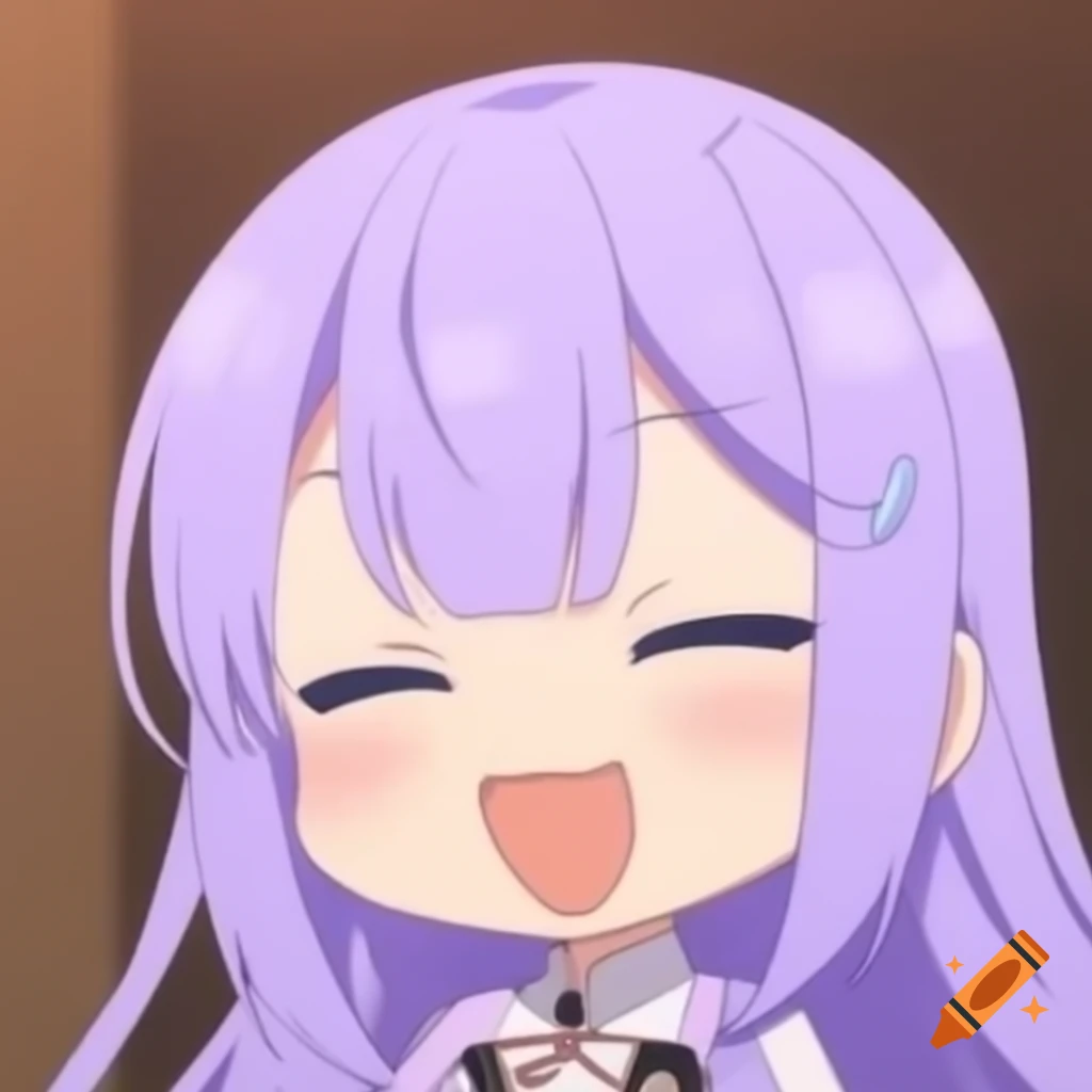 Anime chibi character with lavender hair