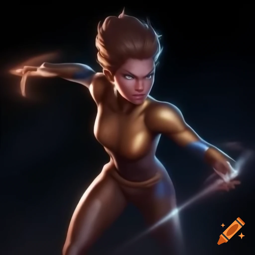 Nocturna, swift superhero with light brown skin, preparing to wield her ruler for protection