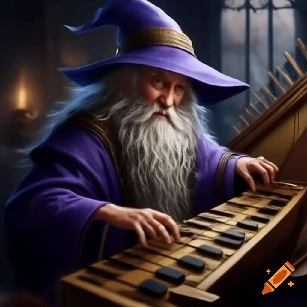 Wizard playing harpsichord