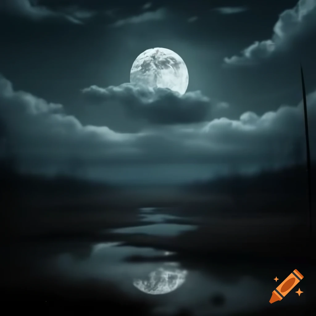 Massive dark moon with a creepy atmosphere