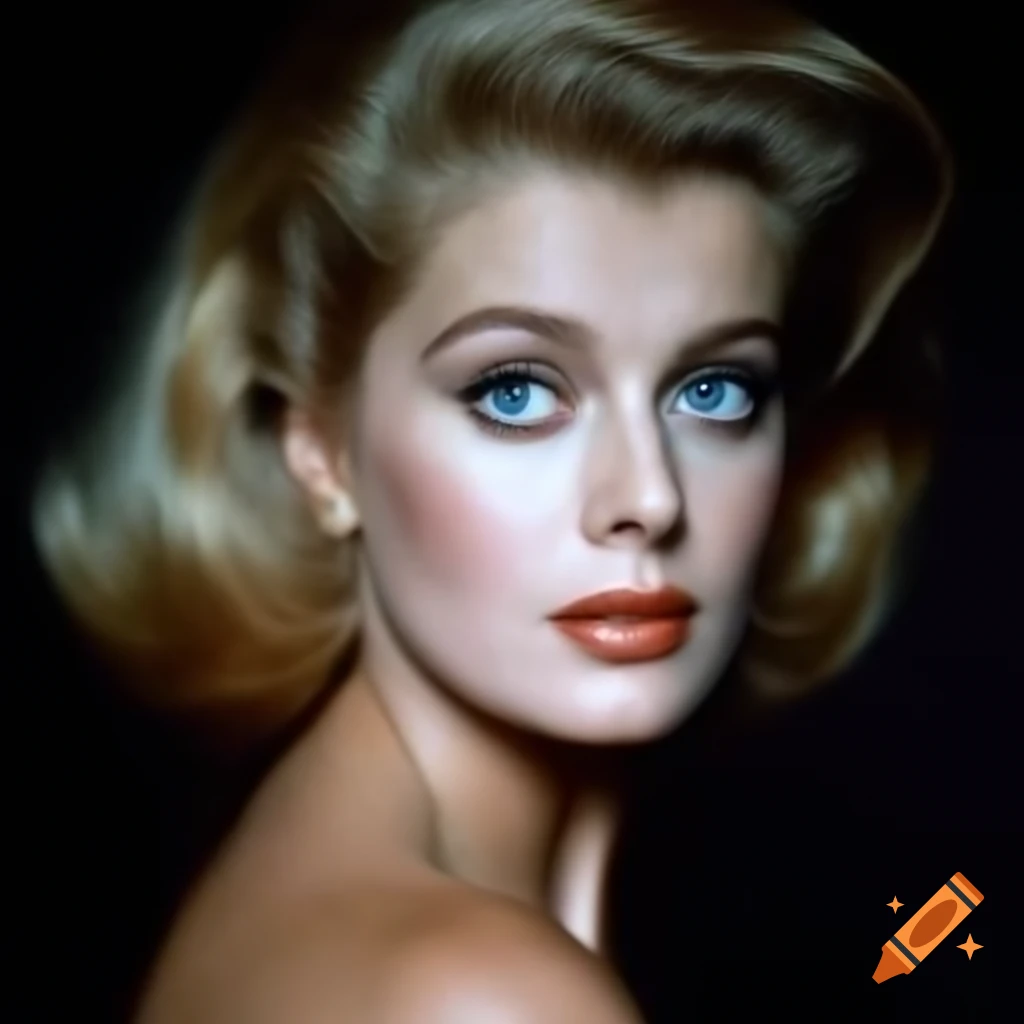 Hyper-realistic portrait of a beautiful European actress from 1963