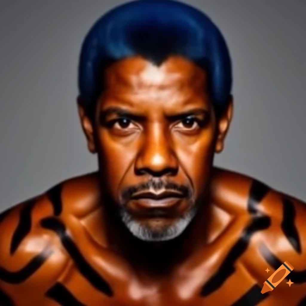 Muscular Figure Resembling Denzel Washington With Tiger style Makeup 