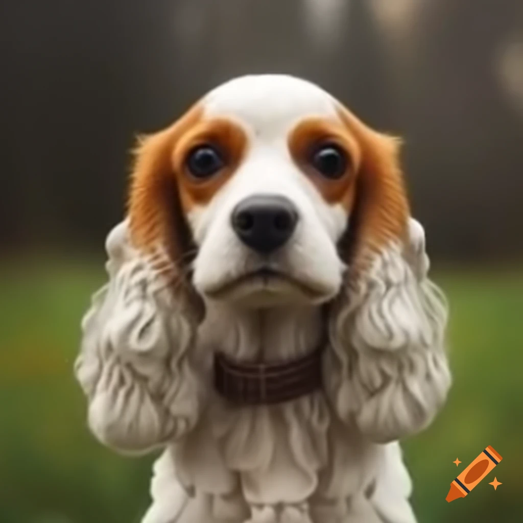 Realistic crocheted dog artwork