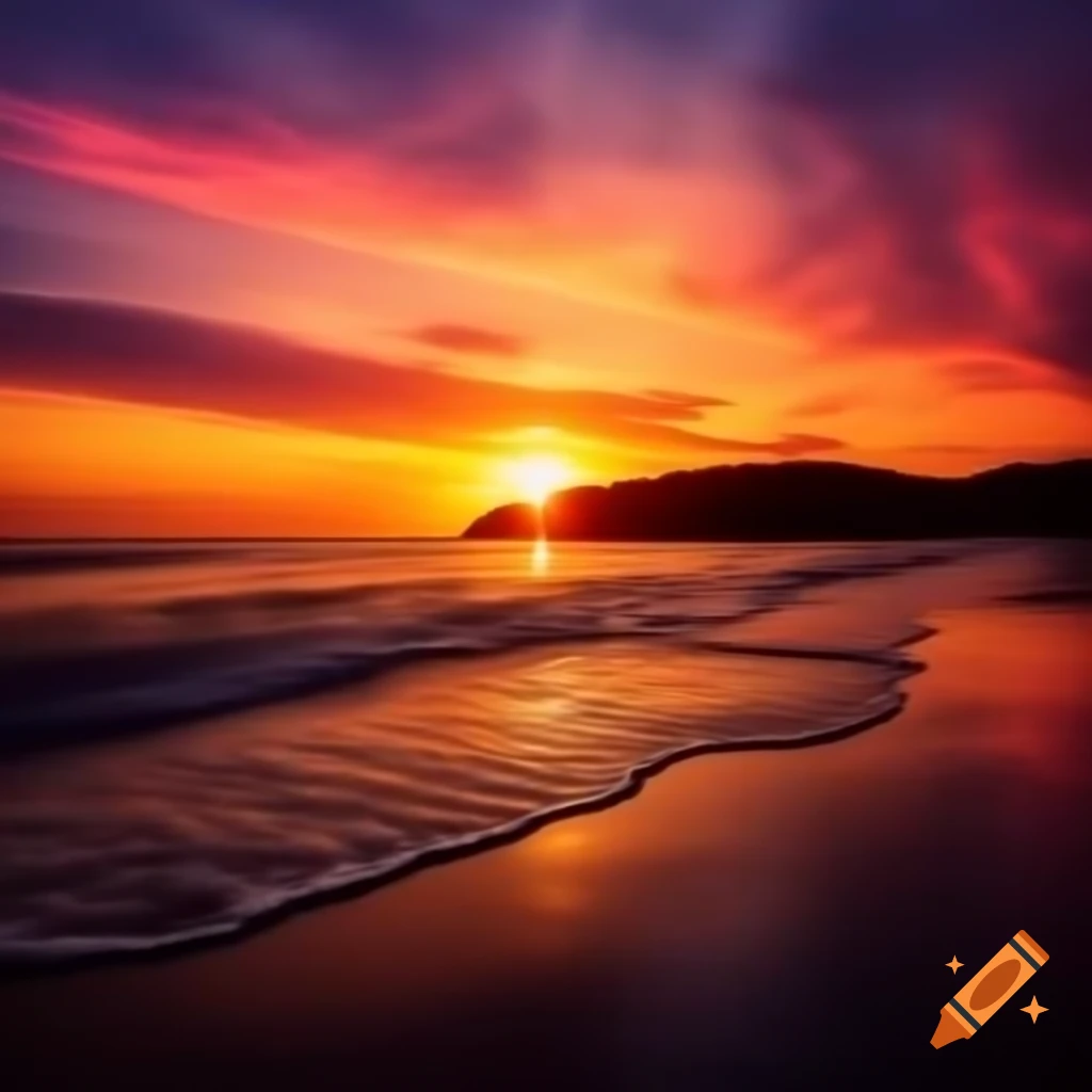 Stunning and vibrant sunset with colorful sky