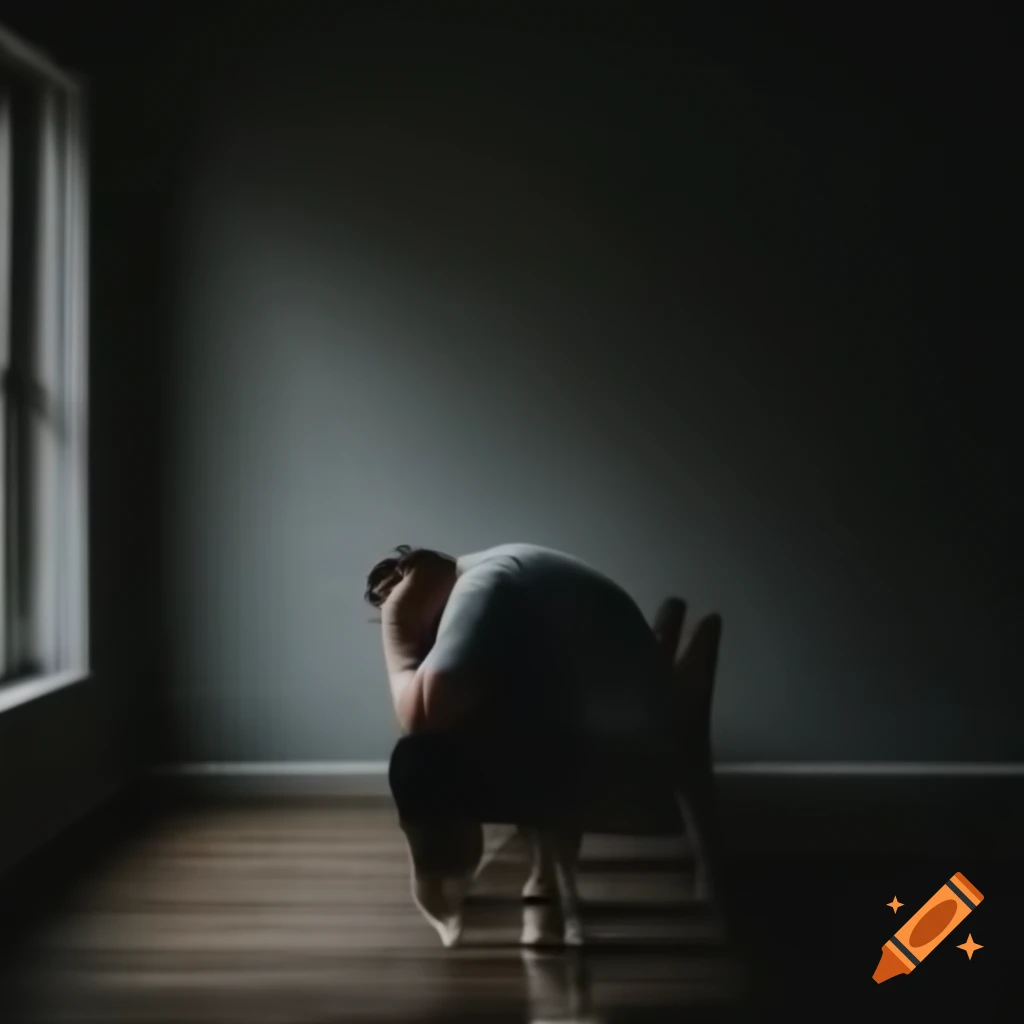 A somber male figure reflecting on life