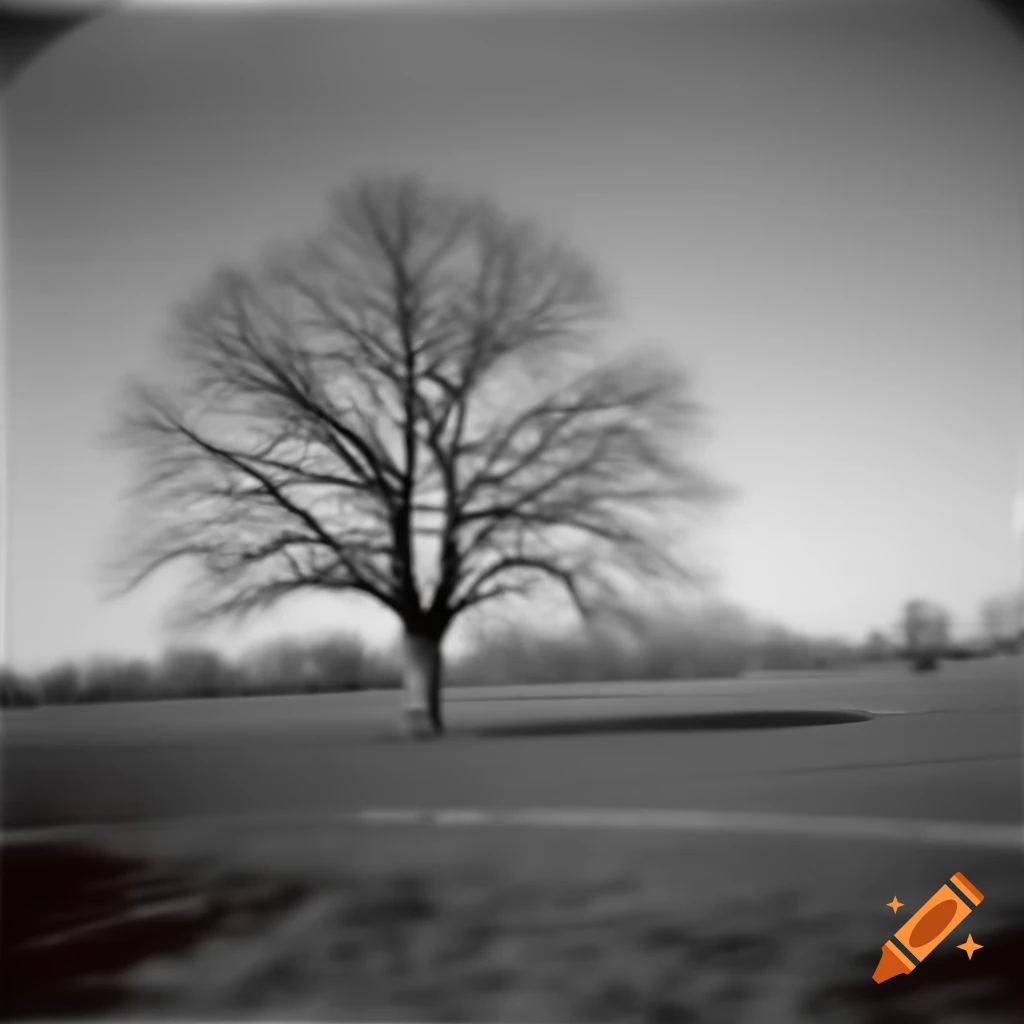 Vintage photo of a leafless winter tree