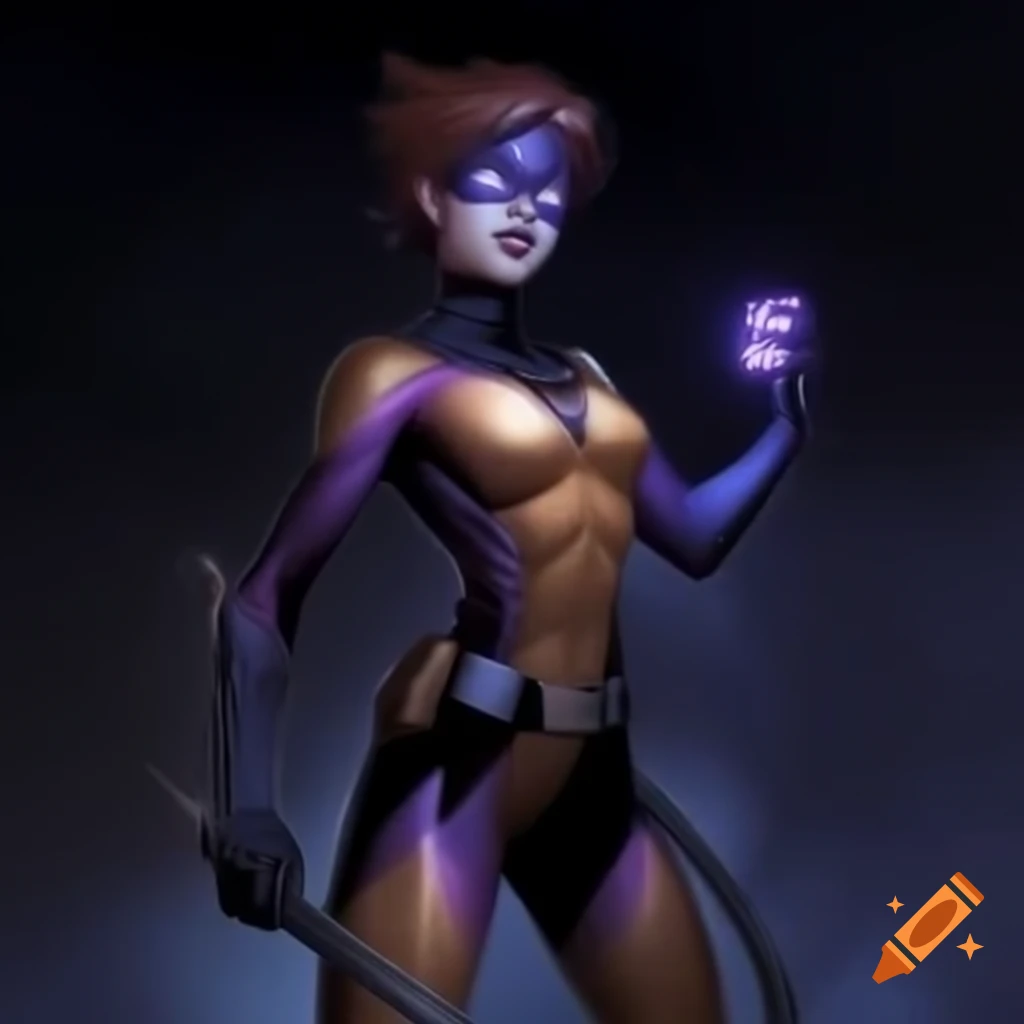 Nocturna, swift superhero with light brown skin, preparing to wield her ruler for protection
