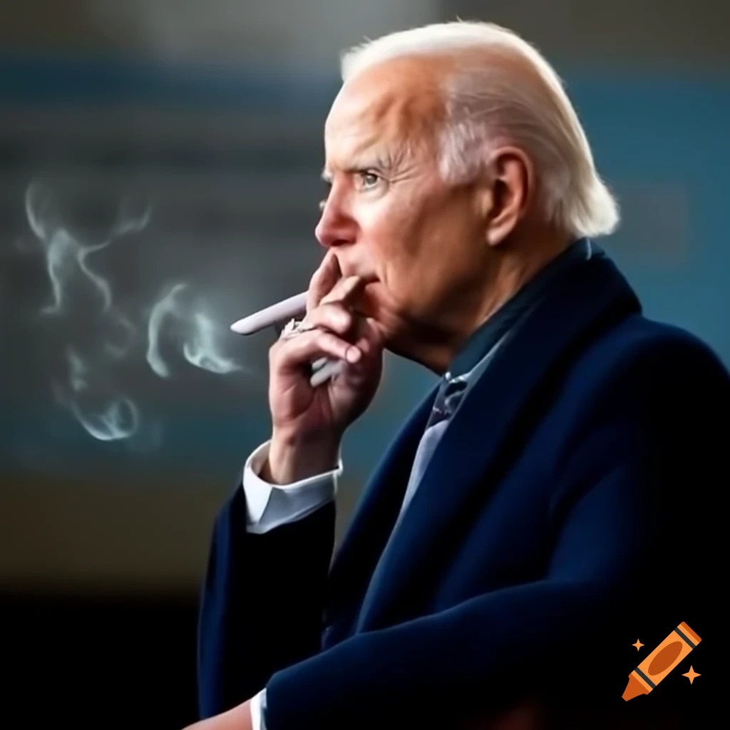 Joe Biden smoking a cigarette