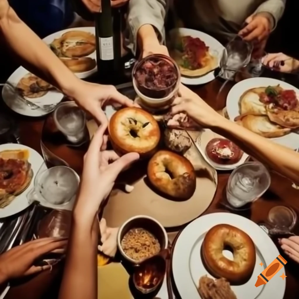 Dinner party featuring a selection of bagels