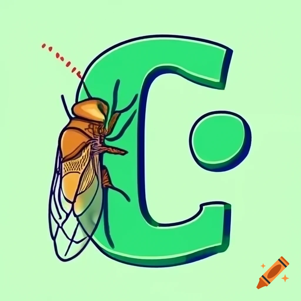 Cicada integrated into green letter C design