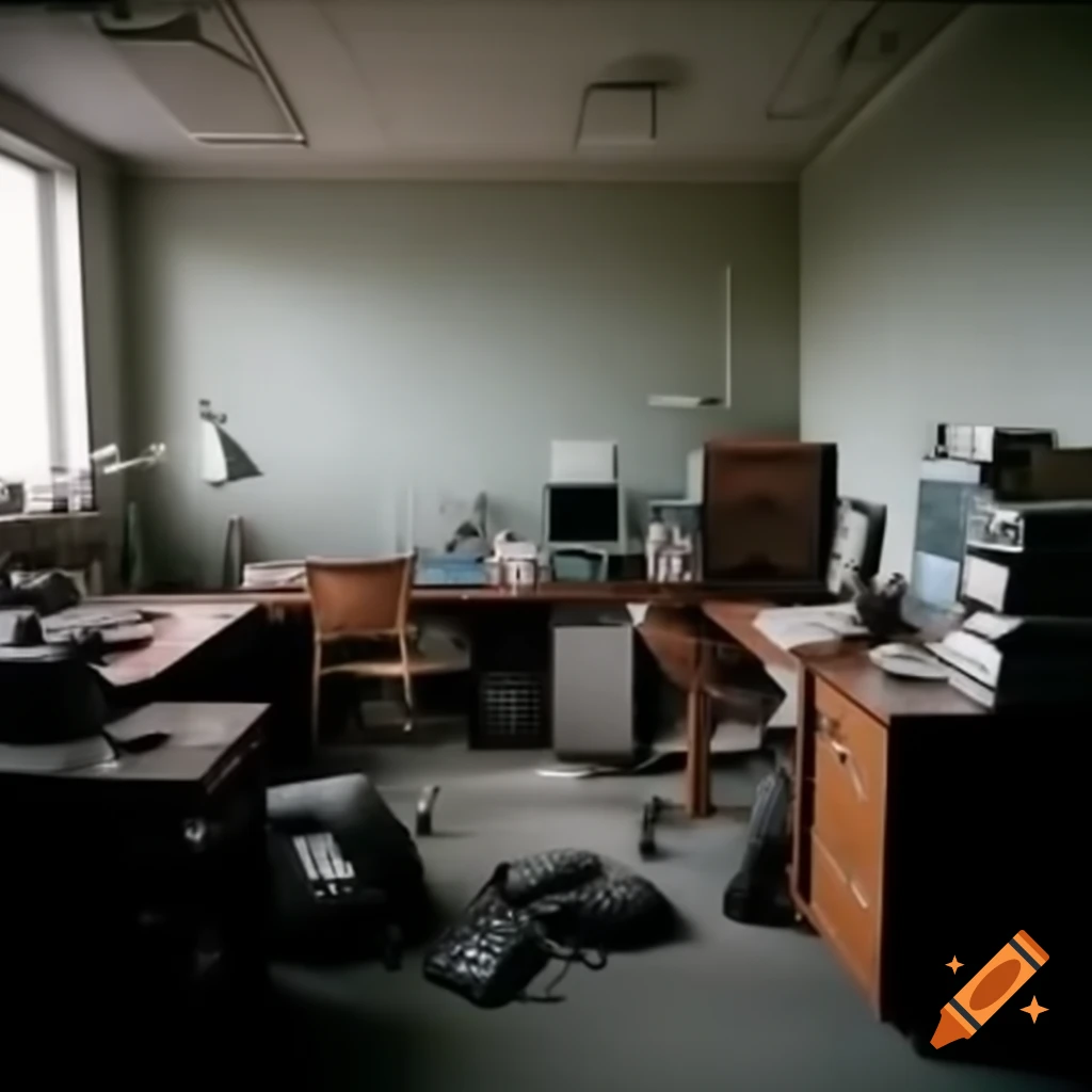 Cluttered and dull home office with basic furniture and disorganized cables