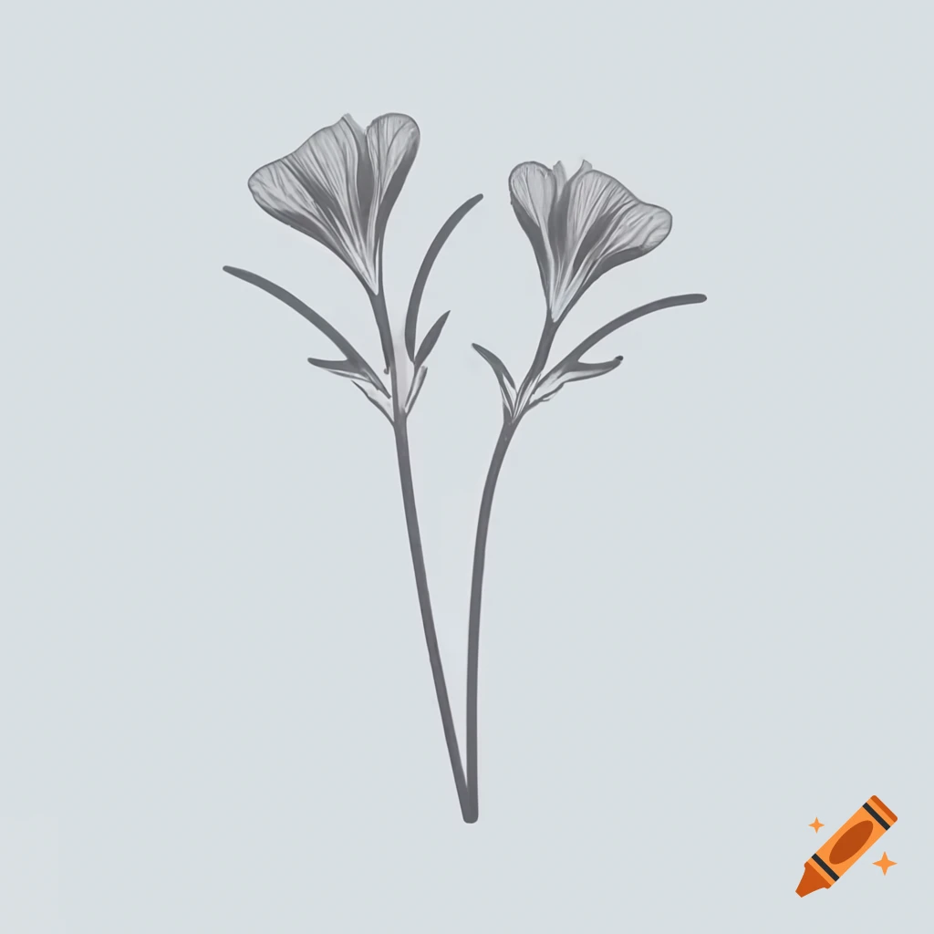Illustration of two cowslip primrose stems forming circular pattern with white-tipped grey petals