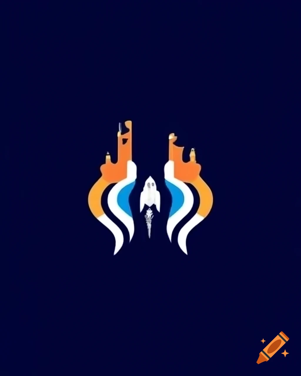 Logo design for Wald World featuring rockets and space elements in two or three colors