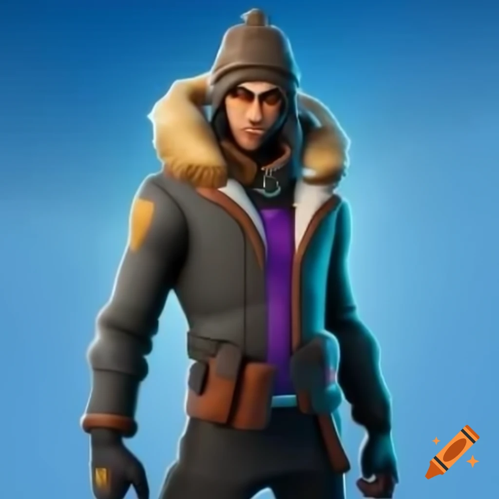 Fortnite character in winter gear ready for snowy battle royale