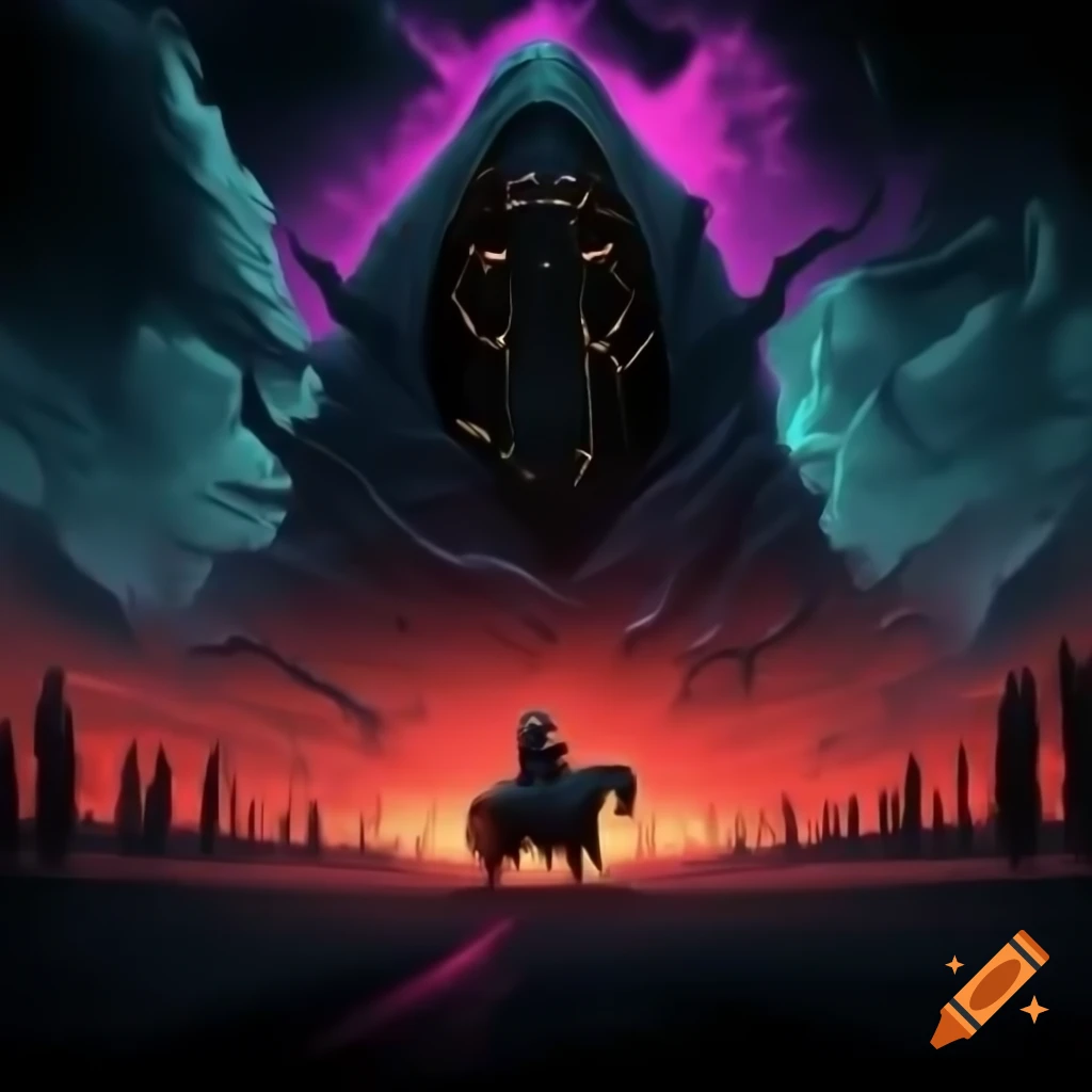 Enormous ghoulish cosmic entity with horror features in dark fantasy style
