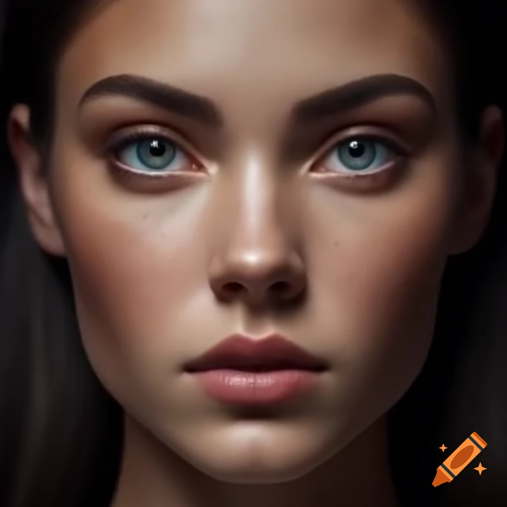 Realistic close-up portrait of a beautiful woman