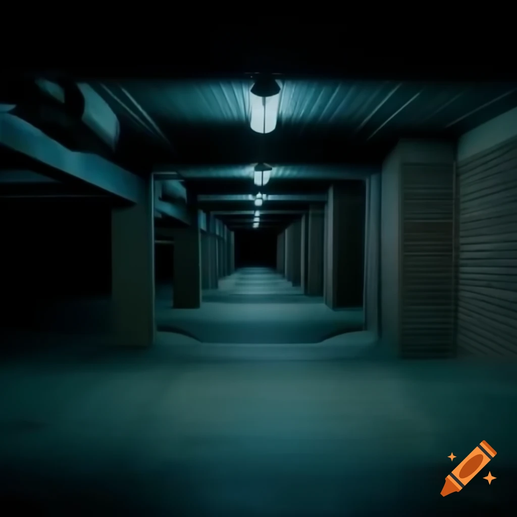 Empty basement with dark brick walls leading into darkness