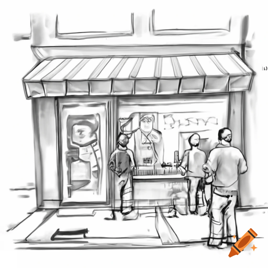 Sketch of a louis vuitton store on craiyon
