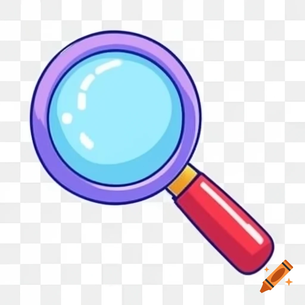 Cartoon style magnifying glass illustration on Craiyon, image size:1024x1024