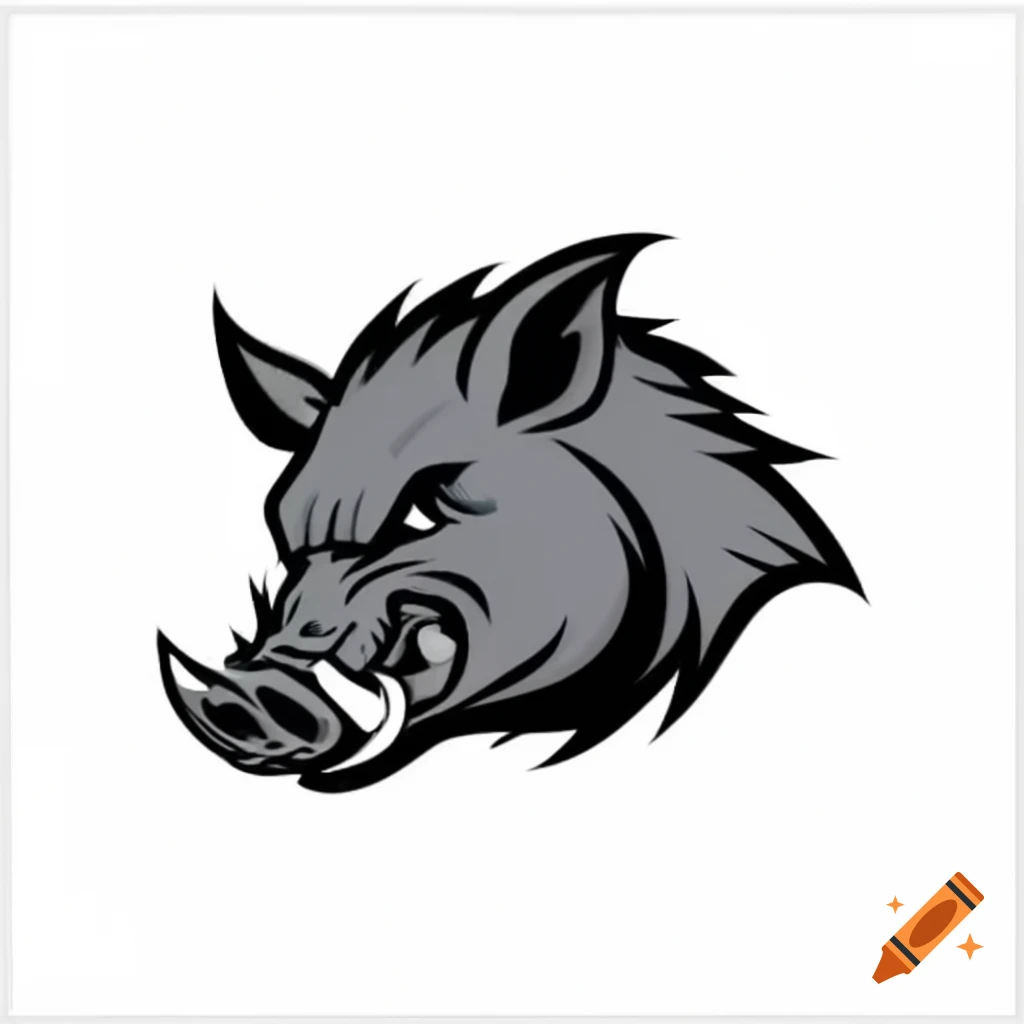 Logo of aggressive boar head in profile with SCAR-L rifle