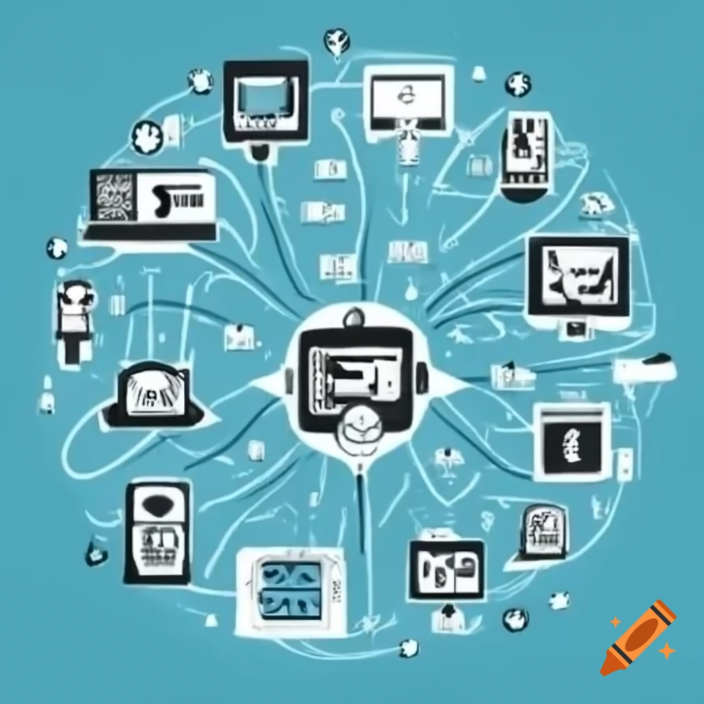 Sketch illustrating interconnected nodes representing computers in the World Wide Web