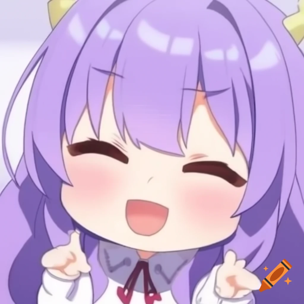 Anime chibi character with lavender hair