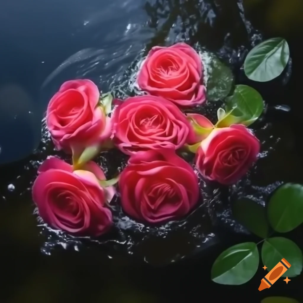Roses floating in water