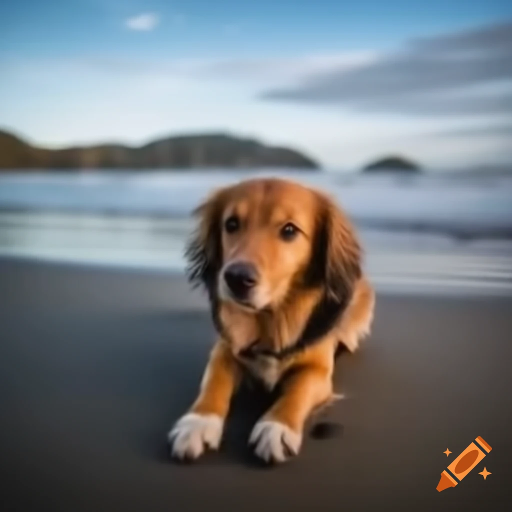 Cute dog playing on the beach